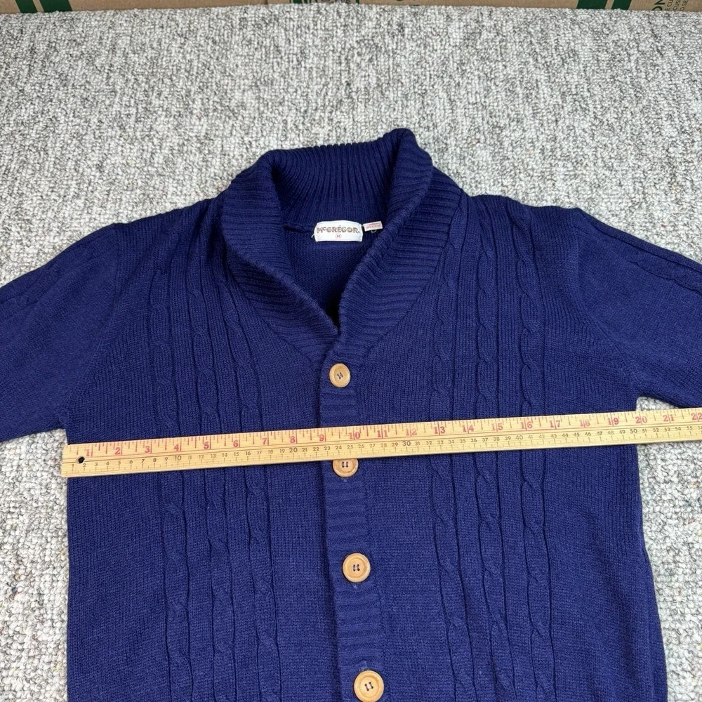 Vintage McGregor Sweater Mens Medium Knit Cardigan 80s 90s Grandpa Preppy Blue